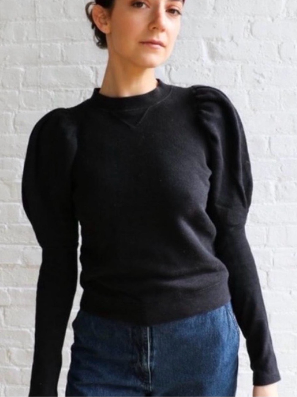 Ulla Johnson Black Puff-Sleeve Cotton Sweater
